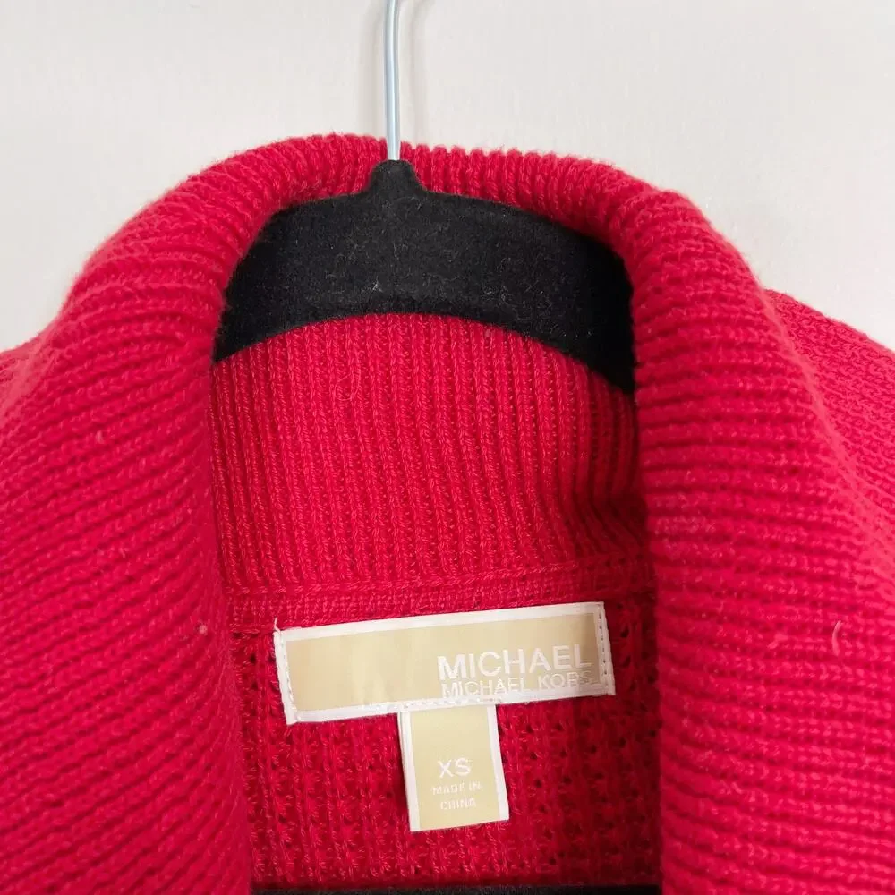 Michael Kors Cowl Neck Sweater Womens XSmall XS Red Cotton Blend Knit